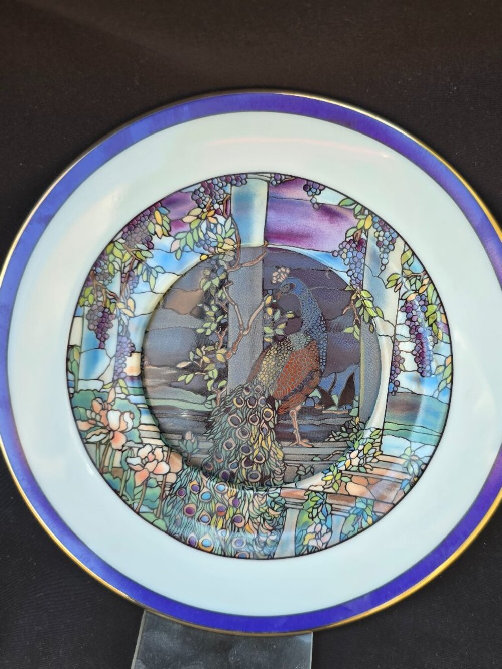 1983 “Peacock and Wisteria” Plate • Tiffany Gardens Series • Louis Comfort Tiffa
